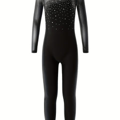 Girls Long Sleeve Turtleneck Jumpsuit for Gymnastics