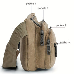 Men's Canvas Waist Bag Outdoor Mobile Chest Running Sports Waist Bag