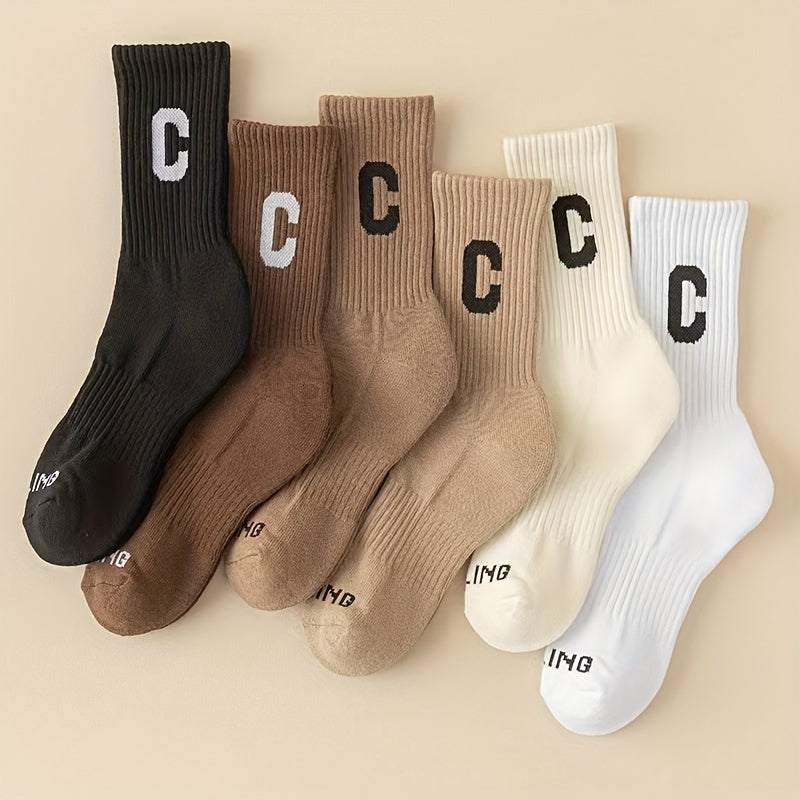 6 Pairs Letter Print Socks Women's Stockings