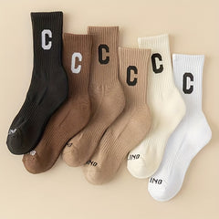 6 Pairs Letter Print Socks Women's Stockings