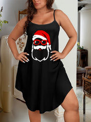 Christmas Sexy Nightdress Women's Plus Santa Claus Print Round Neck