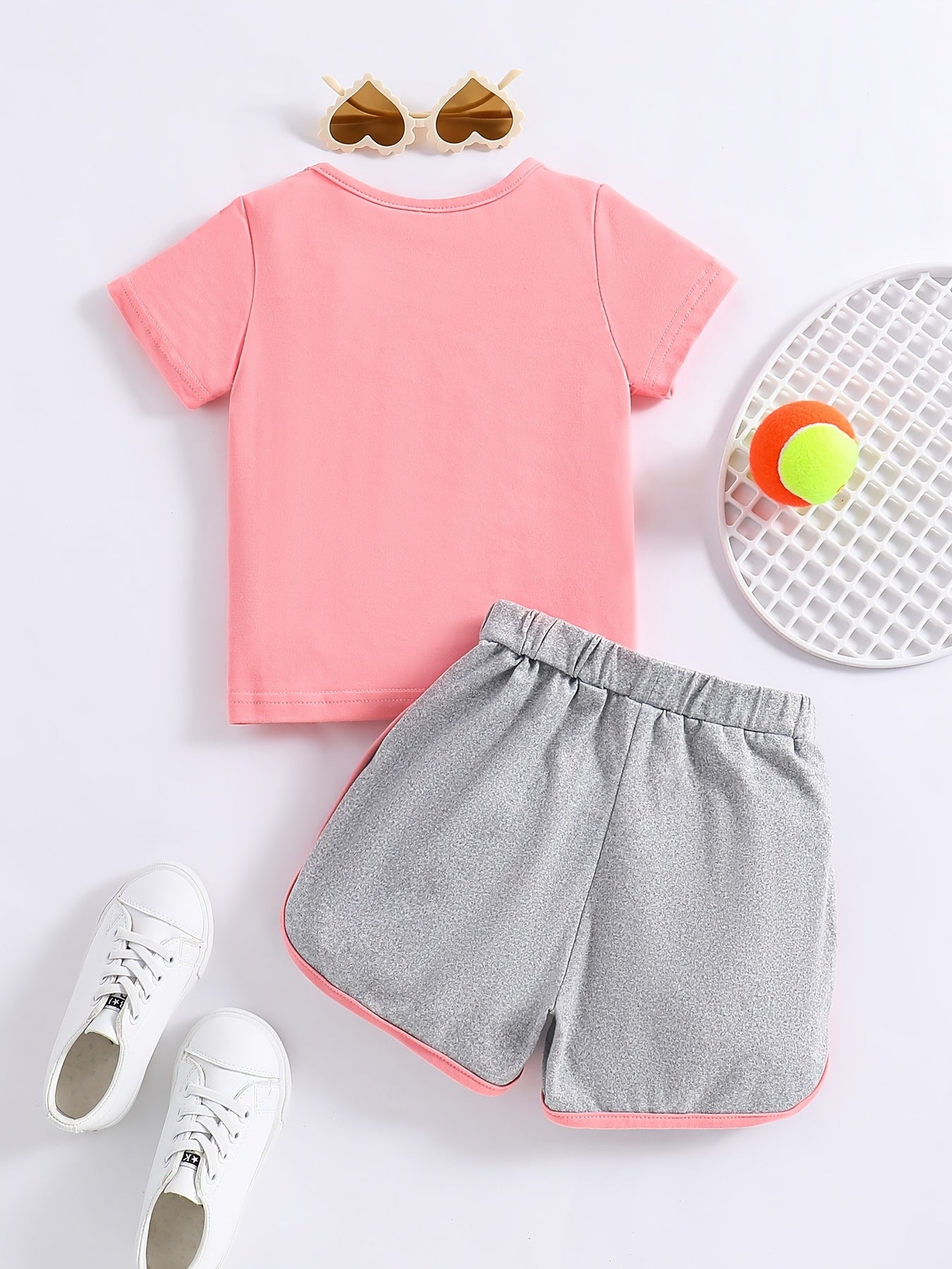 2pcs Baby Girls Heart Print T shirt & Shorts Set Baby Summer Clothes