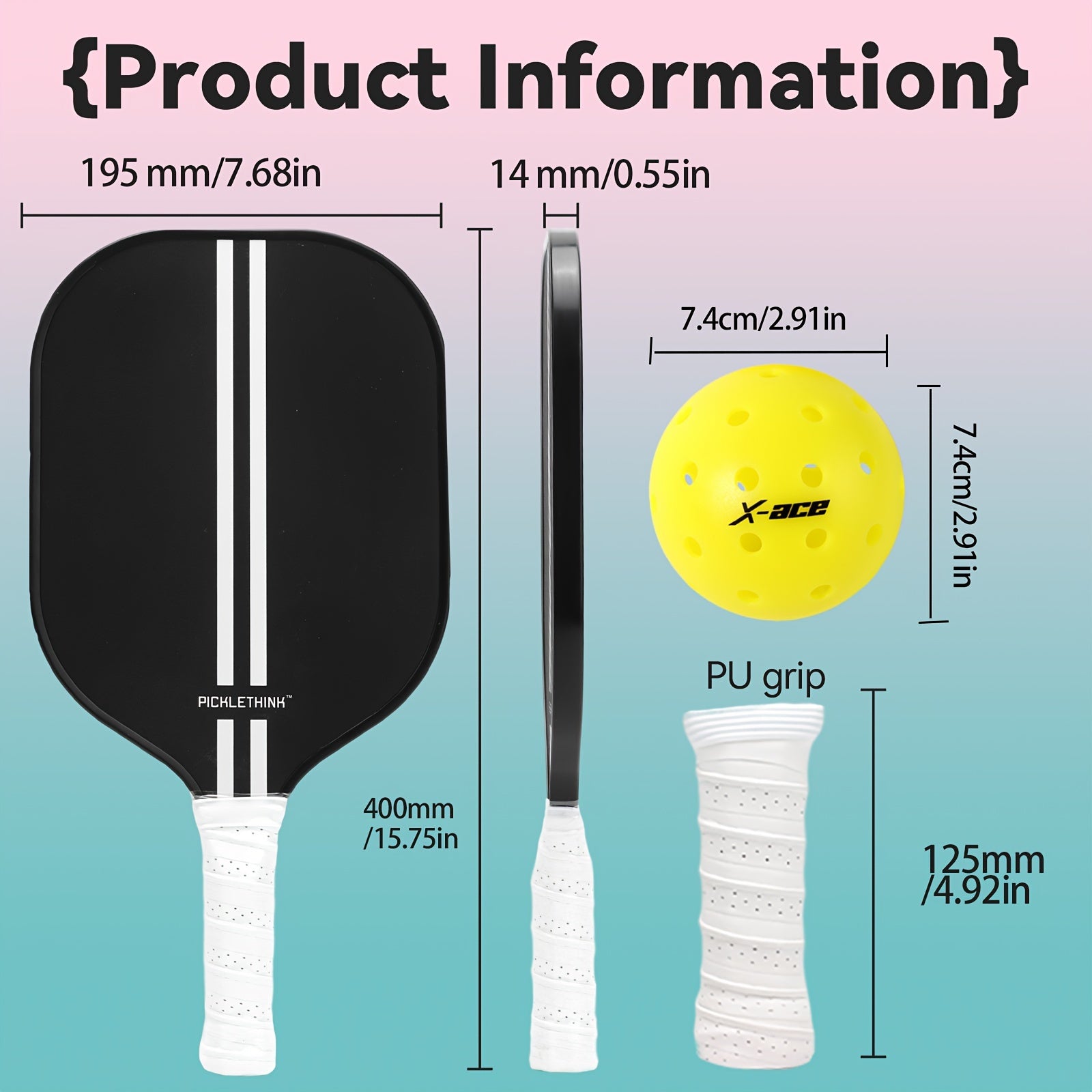 Carbon Fiber Pickleball Paddle Non Slip Grip Indoor Outdoor