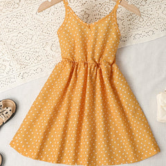 Girls Heart Graphic Suspender Vest Dress For Party Beach Vacation