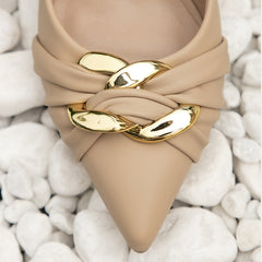Metal Chain Knot High Heel Pumps Pointed Toe Shoes