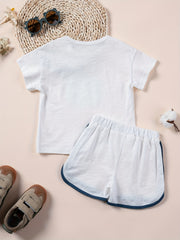 Toddler Boy's Cartoon Graphic 2pc Cotton Set for Summer