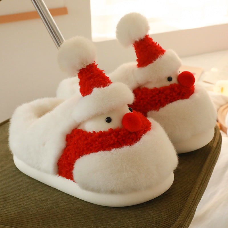 Christmas Snowman Fleece Slippers Soft Bottom Shoes