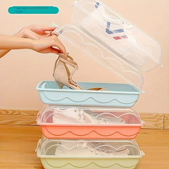 6pcs Plastic Shoe Boxes With Door Storage Organizer