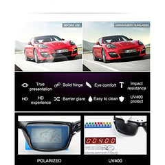 Men's Vintage Polarized Sunglasses Retro Square Frame Mixed Sun Glasses
