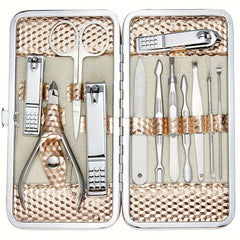 12pcs Nail Clippers Pedicure Kit Stainless Steel Professional Groom