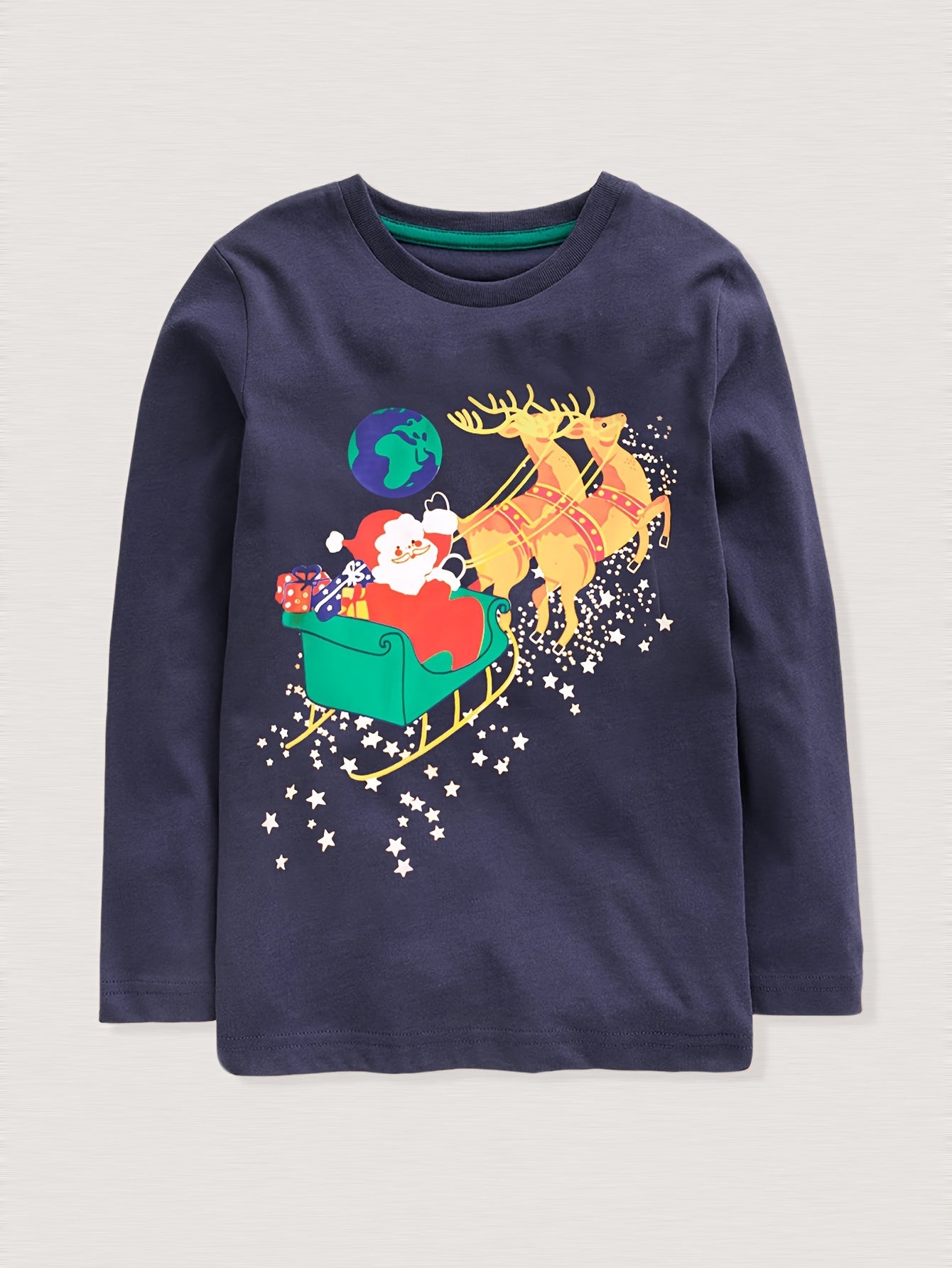 Christmas Sleigh Print Boy's Holiday T shirt