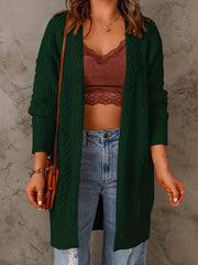 Solid Textured Long Sleeve Open Front Cardigan