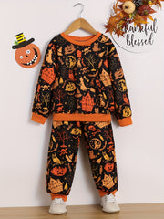 Boy's Witch Pumpkin Sweatshirt & Sweatpants Set