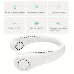Bladeless Neck Fan USB Rechargeable Hands Wearable Air Cooler