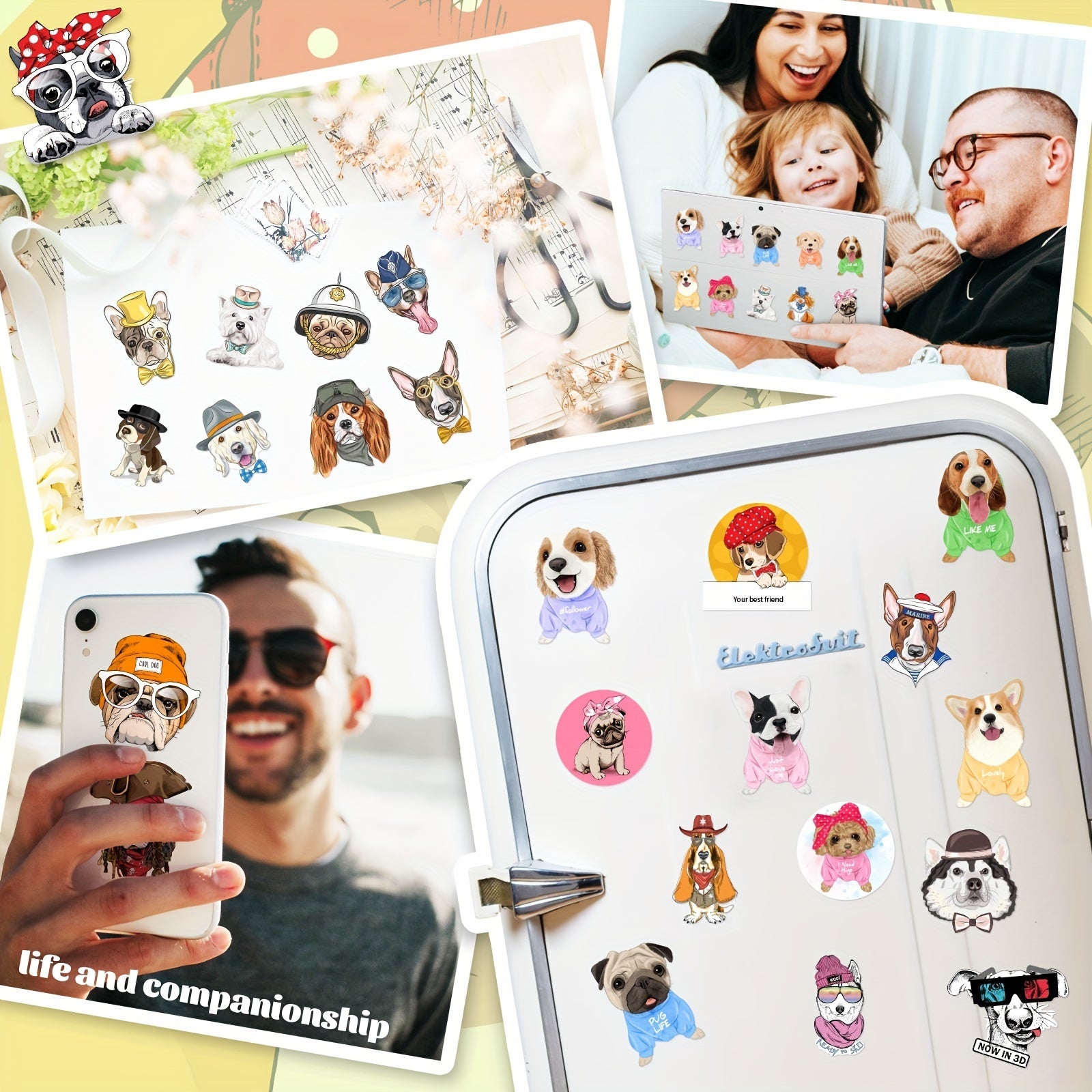 50pcs Dog Stickers Waterproof Vinyl for Water Bottle Laptop Phone