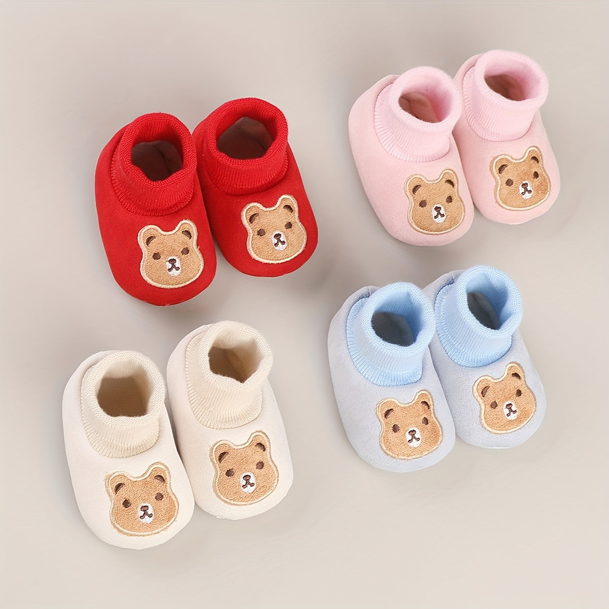 Baby Boys Cartoon Bear Cozy Boots Soft Plus Fleece Indoor Winter Shoes