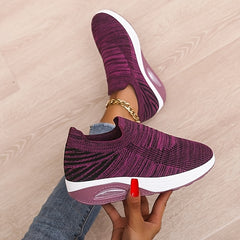 Women's Lightweight Wedge Sneakers with Air Cushion Knitting Socks