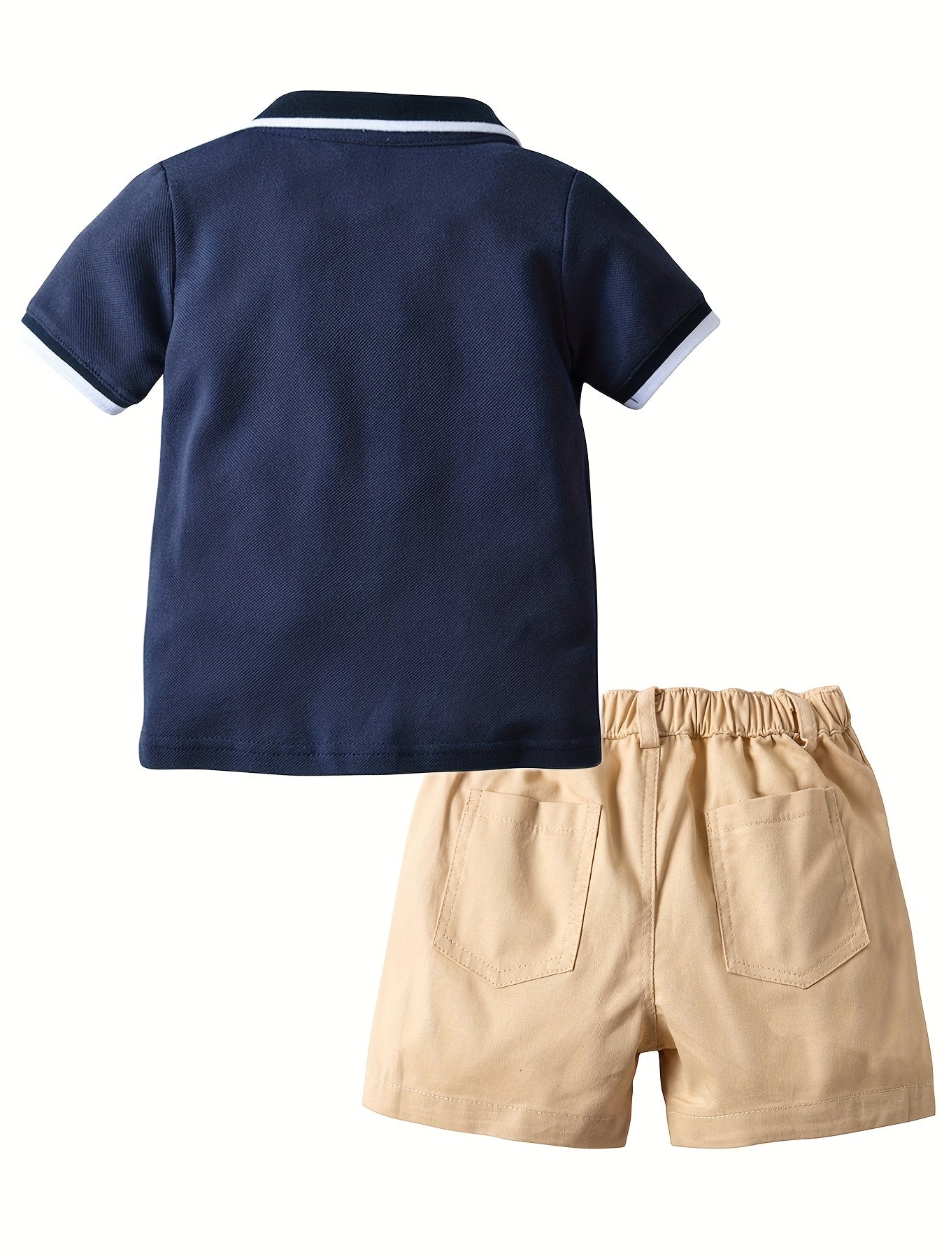Boys Casual Polo Shirt & Shorts Set with Bow Tie