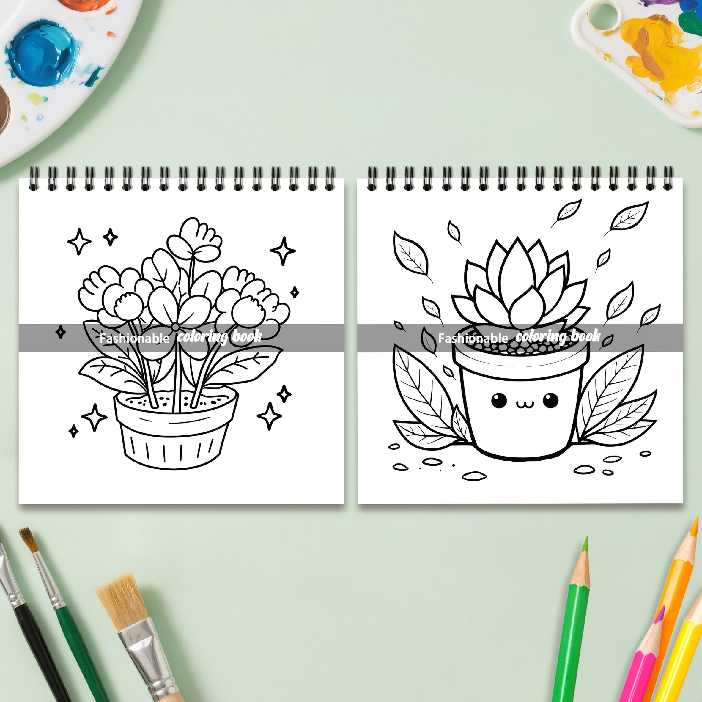 24 Page Plant & Flower Coloring Book Spiral Binding Adult Drawing Book