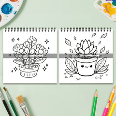 24 Page Plant & Flower Coloring Book Spiral Binding Adult Drawing Book