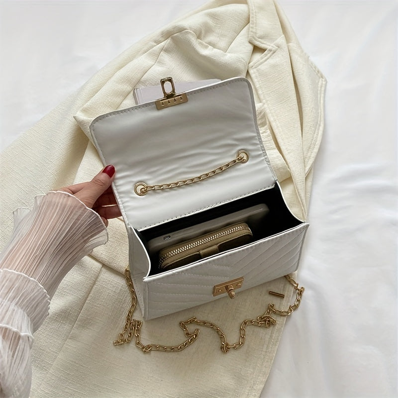 Classic Quilted Shoulder Bag Turn Lock Chain All Match Bag