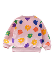 Floral Smile Print Toddler Girls' Sweatshirt Long Sleeve Top