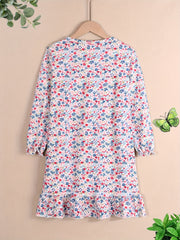 Girl's Cartoon Animal Print Nightgown Long Sleeve Nightdress