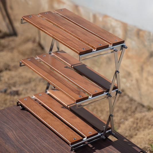 Portable 3-layer Storage Rack for Outdoor Picnic Camping Barbecue