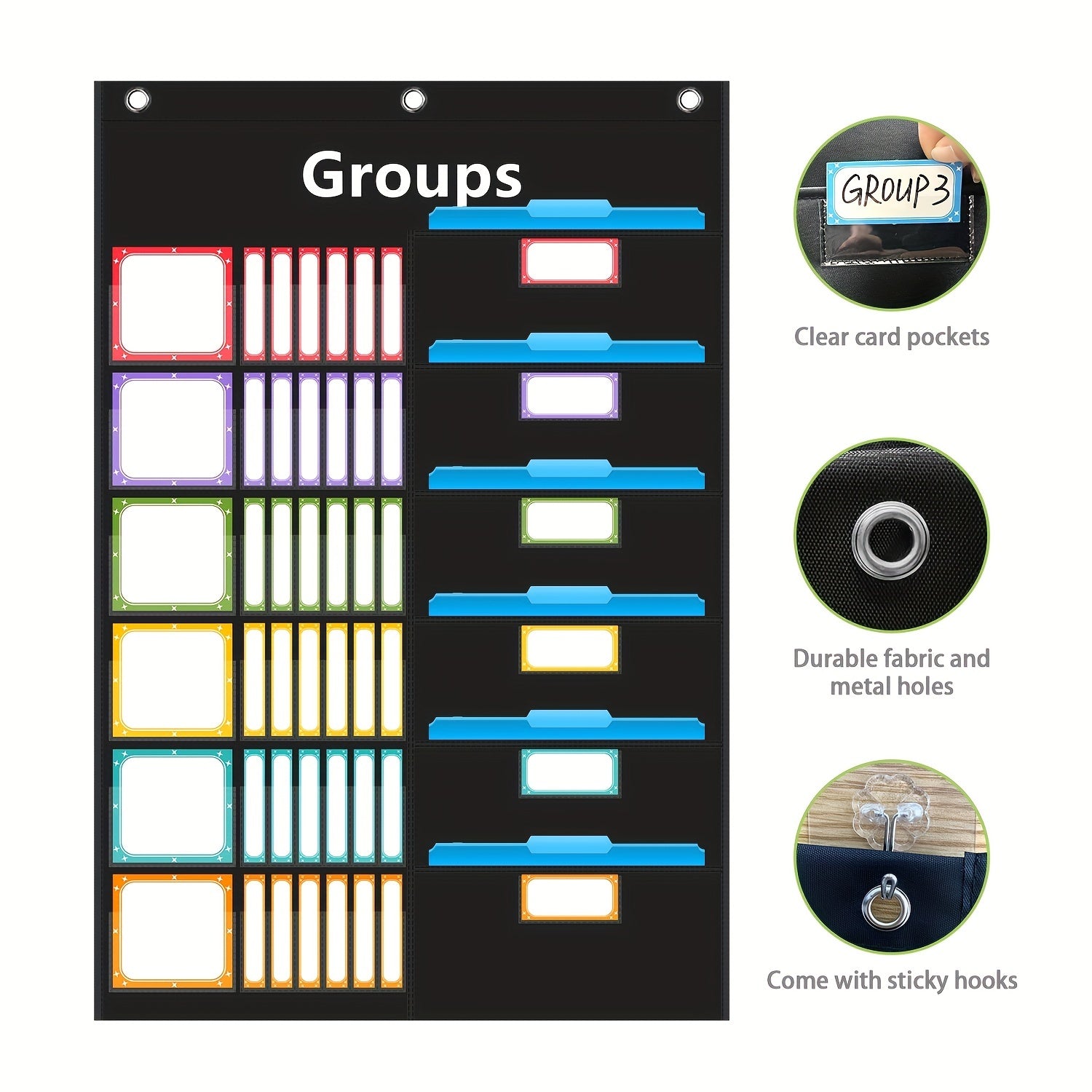 Small Group Management Pocket Chart for Classroom with 96 Cards