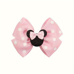 Kids Polka Dot Cartoon Bow Hairpin Sweet Hair Accessory Sequins Girl Clip