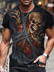 Men's 3D Skeleton Graphic T Shirt Breathable Stretchy Tee for Halloween Style