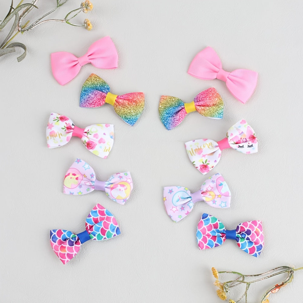 10pcs Unicorn & Mermaid Hair Clips for Girls