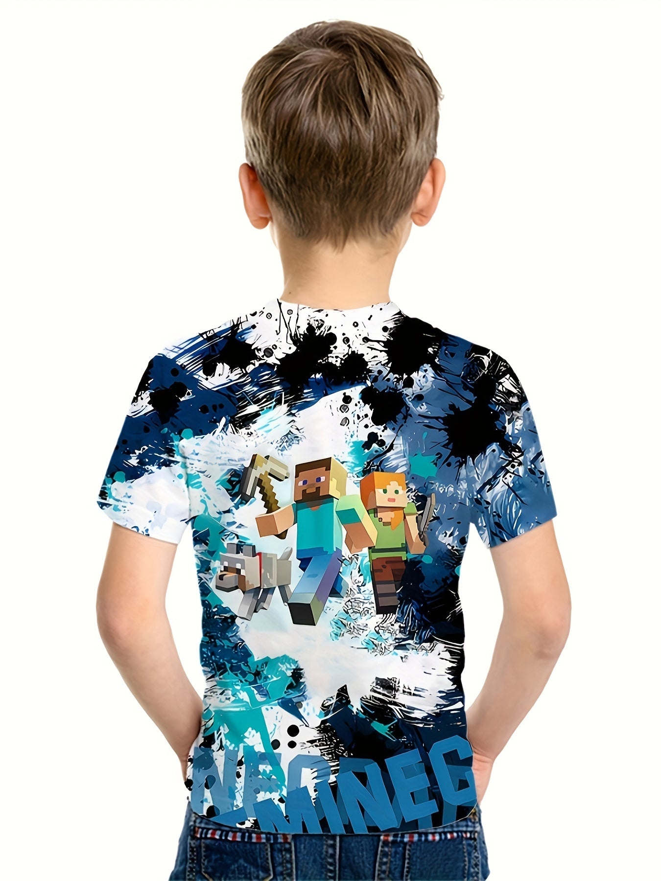 3D Print Boy's Casual Tees Short Sleeve Crew Neck T shirt Kids Summer Sports