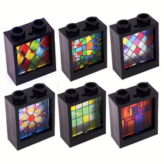 16pcs Vintage Geometric Pattern Building Blocks Windows Set