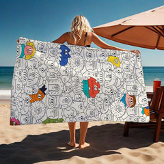 Cartoon People Collection Soft Warm for Sofa Bed Travel Living Room