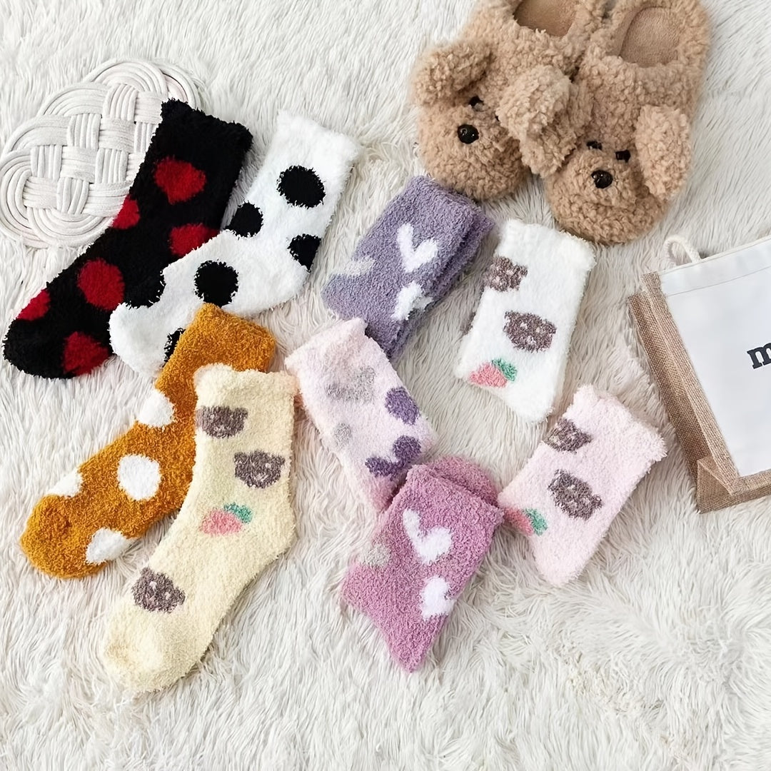 10 Pairs Women's Warm Fuzzy Socks Non Skid Fluffy Slippers
