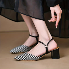 Women's Colorblock Ankle Strap Sandals Block Heel Shoes