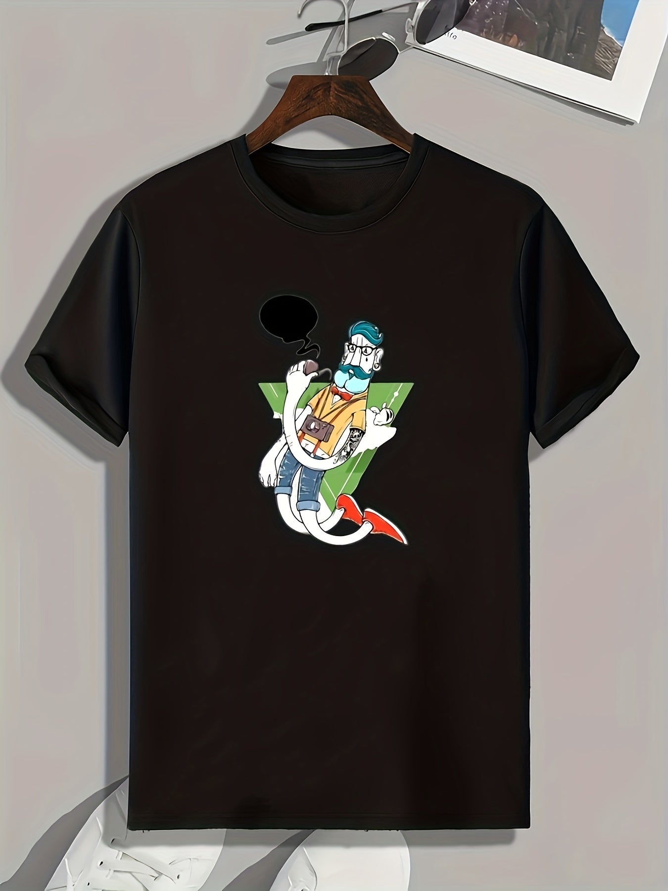 Cartoon Style Pattern Print Men's Comfy Sports T-shirt