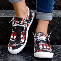 Women's Dwarf Cartoon Canvas Flat Shoes Lightweight Comfortable Walking