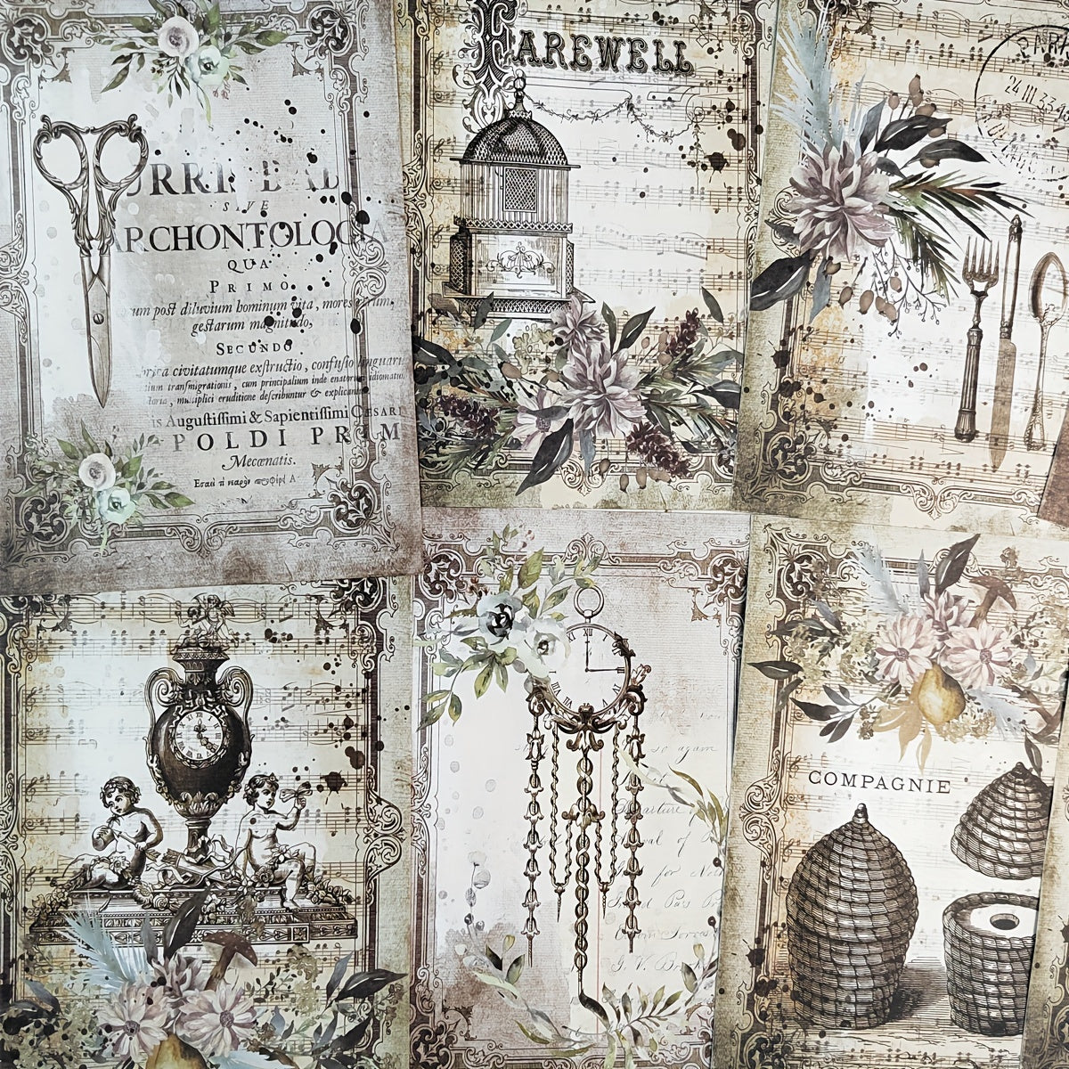 11pcs Vintage Old Stuff Scrapbook Papers For Junk Journal DIY Crafts