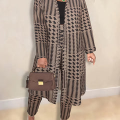 Houndstooth Cardigan & Pants 2-Piece Set