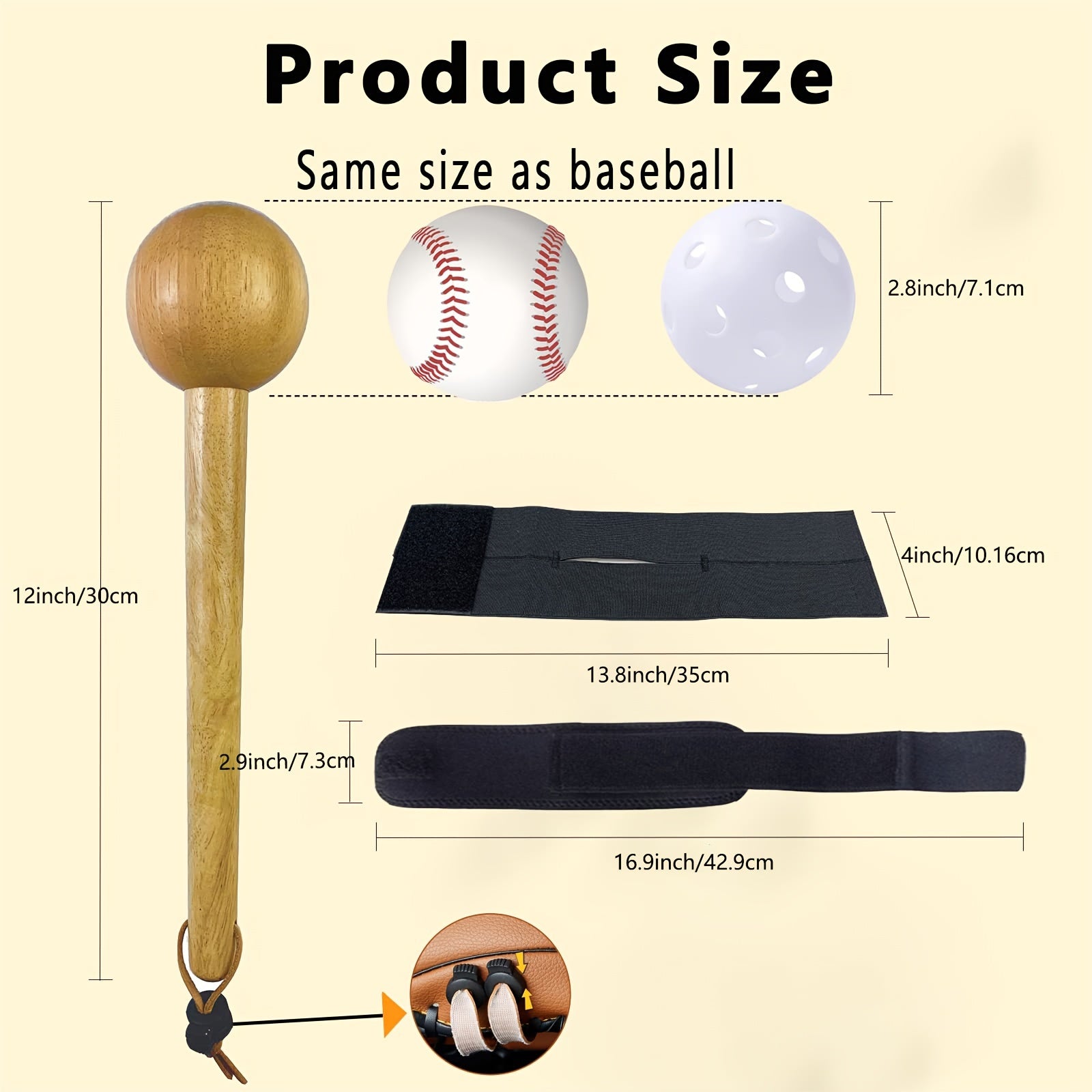 4pcs Baseball Gloves Hammer Ball & 2 Elastic Bands Training Equipment