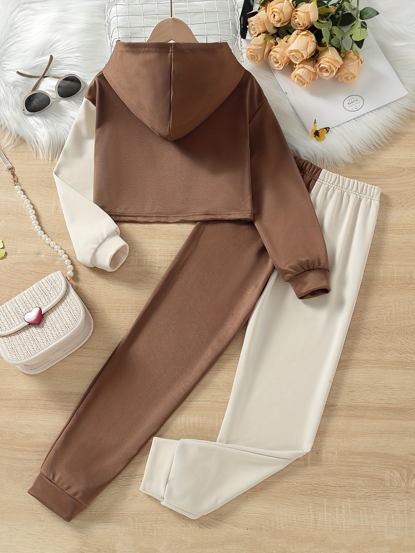 Girl's Butterfly Print Hoodie and Sweatpants Set