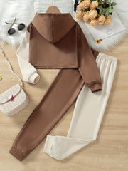 Girl's Butterfly Print Hoodie and Sweatpants Set