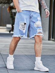 Men's Distressed Denim Shorts Casual Street Style Summer
