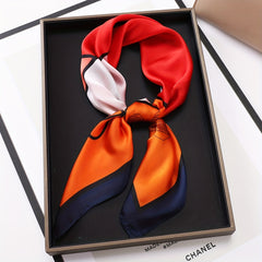 Classic Print Square Scarf Bandana Boho Satin Neckerchief Shawl Silk Head Wrap