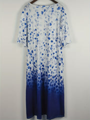 Women's Plus Floral & Ombre Print Short Sleeve Tee Dress With Pockets