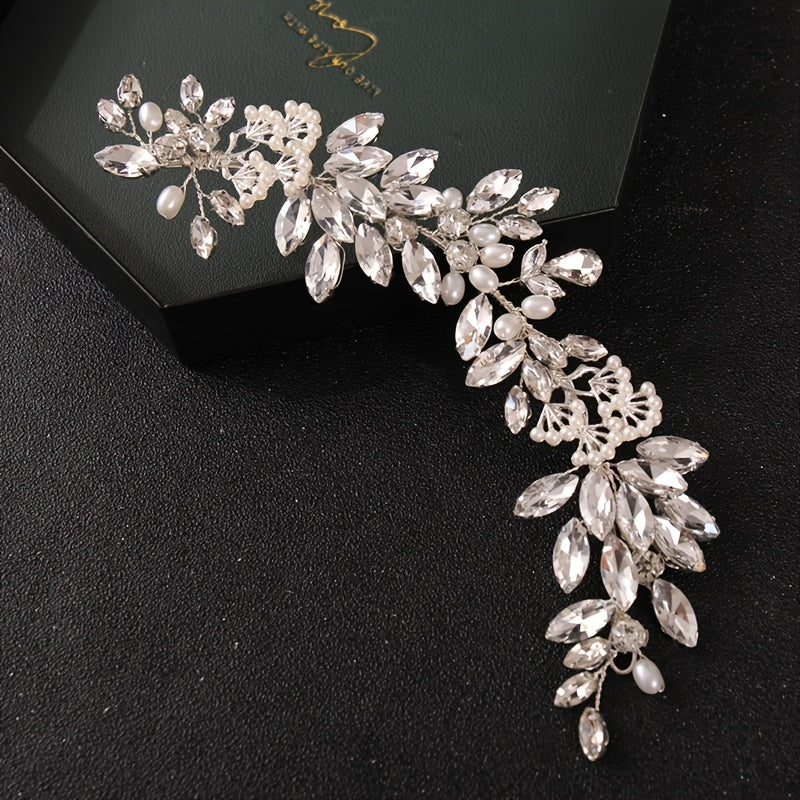 CZ Rhinestones Vine Leaves Bridal Hair Comb Wedding Hair Accessories