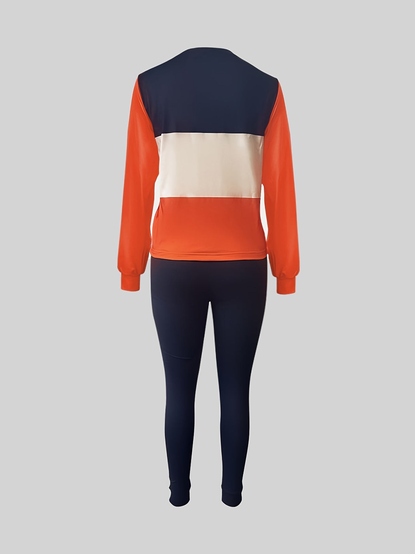 Casual Two piece Set Block Long Sleeve T shirt & Skinny Pants