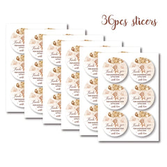 2-Inch Bear Thank You Stickers for Baby Shower - Birthday Party Decorations